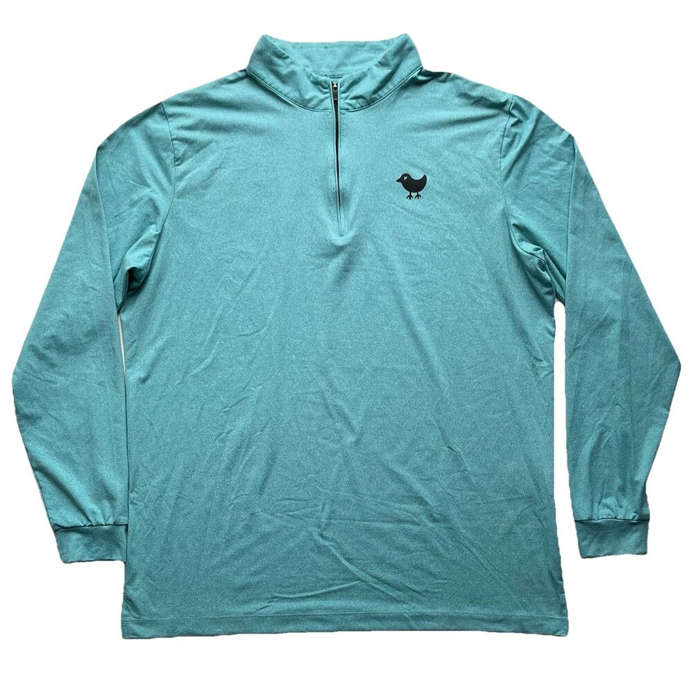 Bad Birdie 1/4 Zip Pullover Mens L Slate Teal Golf Performance Stretch Athletic